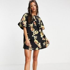 Free People Jodie Printed Tunic Dress in Black, Size XS